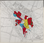 217406 Plattegrond van de stad Utrecht, met aanwijzing in kleuren van de verschillende delen van de stad waar bedrijven ...